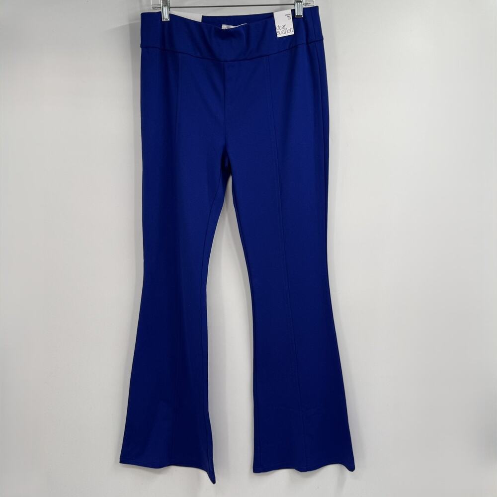 NWT Dear Scarlett It's Magic Flare Pants Sz XL Blue Front Seam High Rise Stretch